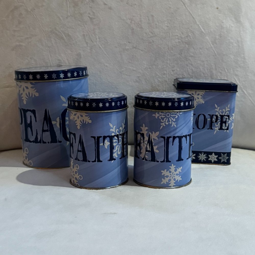 Holiday Inspirational Storage Tins - Set of 4 New with Tags